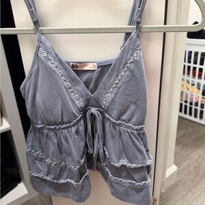 SO Padded Embroidered Ruffled Tank Top